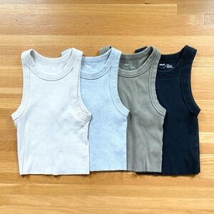 Aerie Women's Tank Tops - Cream, Light Gray, Olive, Black